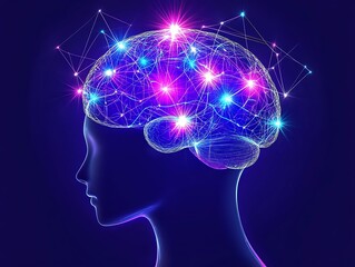 Human brain network illustration for AI concept