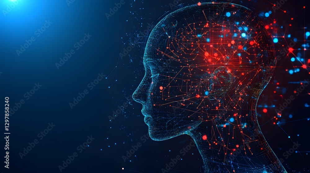 Poster ai brain neural network digital mind artificial intelligence tec