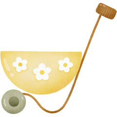 Garden Yellow Wheelbarrow Hand drawn illustration