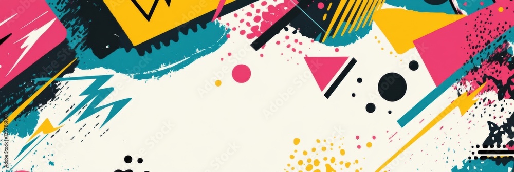Aufkleber Vibrant geometric abstract design featuring bold colors and dynamic shapes suitable for creative projects. Generative AI