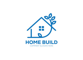A stylish home logo featuring a house silhouette, roofline, or key symbol, using warm and inviting colors to represent comfort, security, and family.