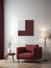 modern interior living room with red sofa