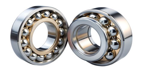 Metal Ball Bearing for Industrial and Mechanical Use, Isolated on White Background as Transparent PNG. AI Generated