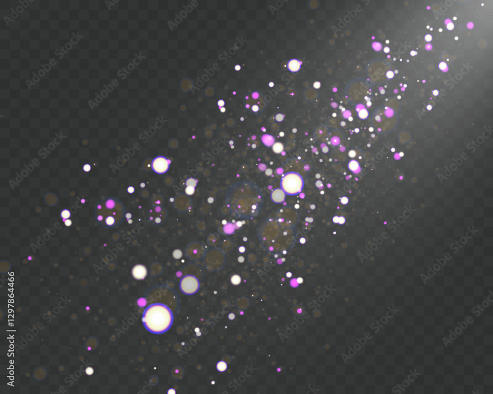 Aufkleber christmas light effect with glowing bokeh and sparkling particles on a transparent background. perfe