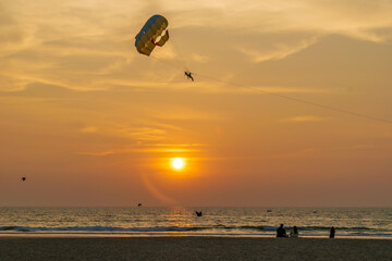 adventure sport with a setting sun