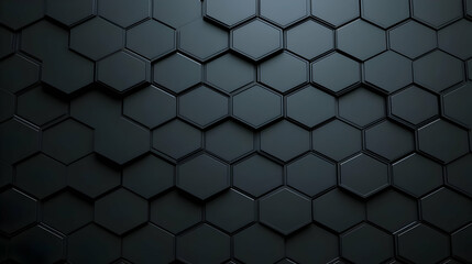 Geometric Black Hexagon Pattern With 3D Effect And Subtle Light Source Background