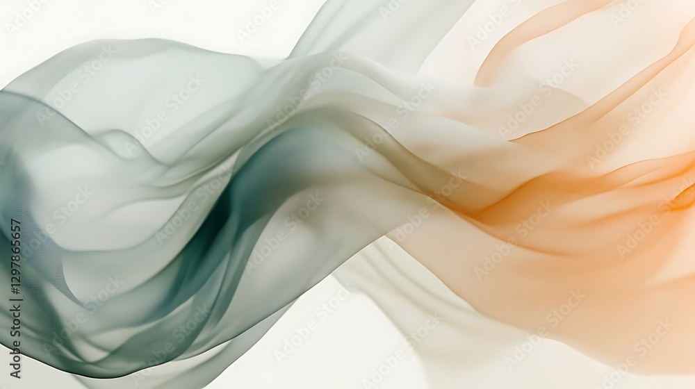 Poster abstract flowing layers in soft teal and peach tones create elegance
