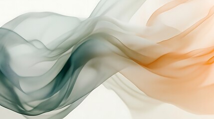 Obraz premium Abstract flowing layers in soft teal and peach tones create elegance