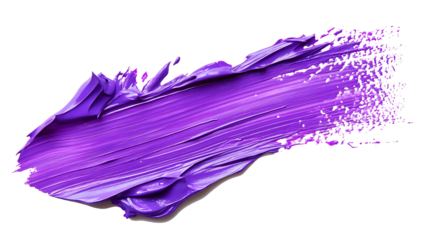 Glossy purple strokes of paint isolated on white background. PNG