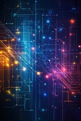 Obraz premium Abstract Digital Circuitry: A Symphony of Light and Technology