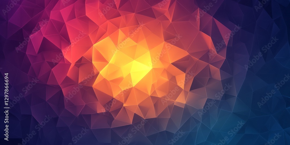 Poster abstract polygonal background with colorful gradient transitions and light