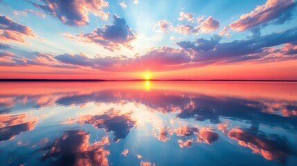 Fototapeta premium Serene Sunrise Over Calm Waters