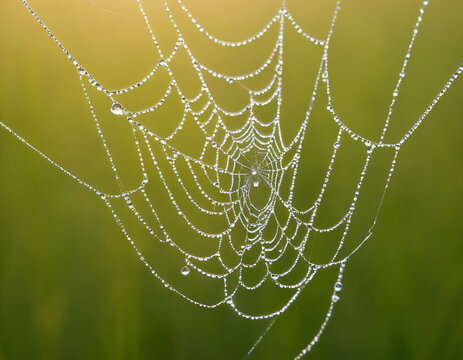 spider web with dew drops