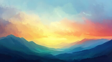 Fototapeta premium Serene Sunrise Over Horizon with Vibrant Colors