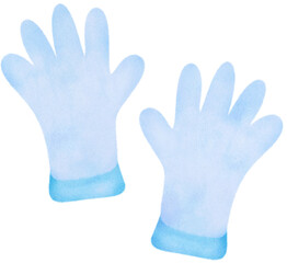 Blue gloves watercolor illustration