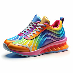 colour sport shoes on white background