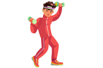 Boy Lifting Barbell Illustration