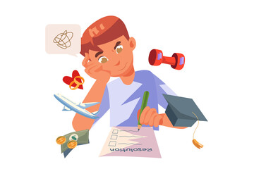 Boy Struggling with Life Challenges Illustration