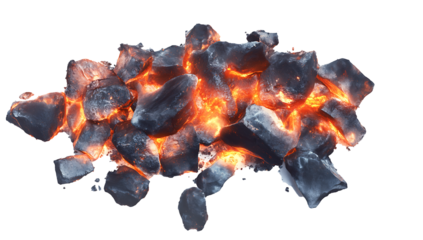 Burning coals game asset isolated on a white background. Ember. Illustration,png