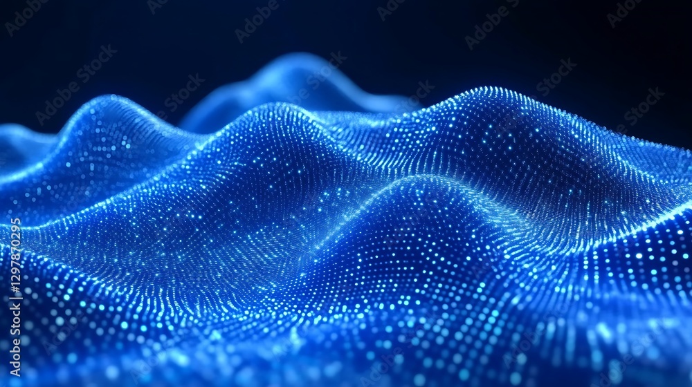 Poster dotted wavy surface background representing innovative technologies and concepts