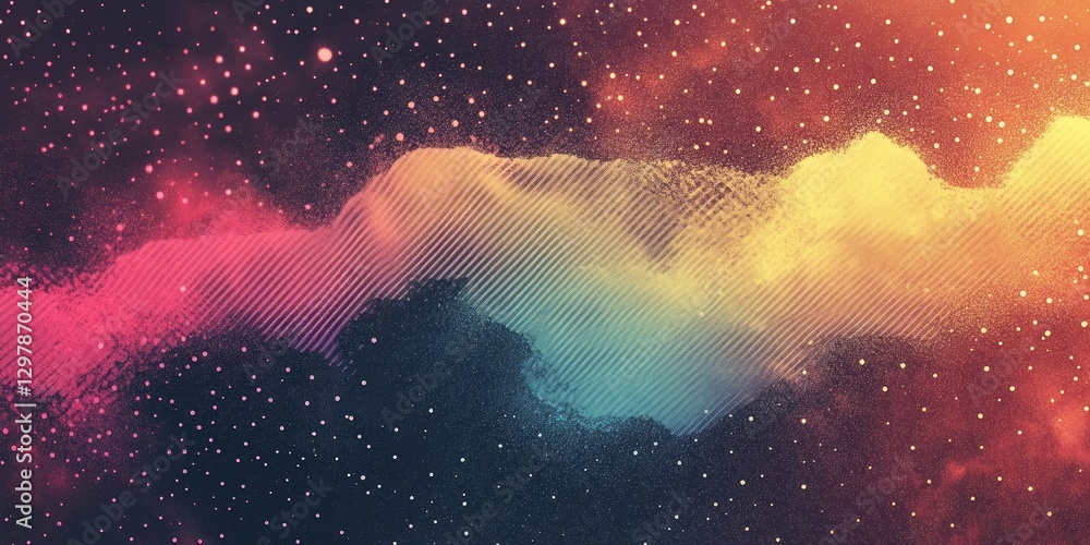 Poster gradient nebula with overlayed pattern in a starry space