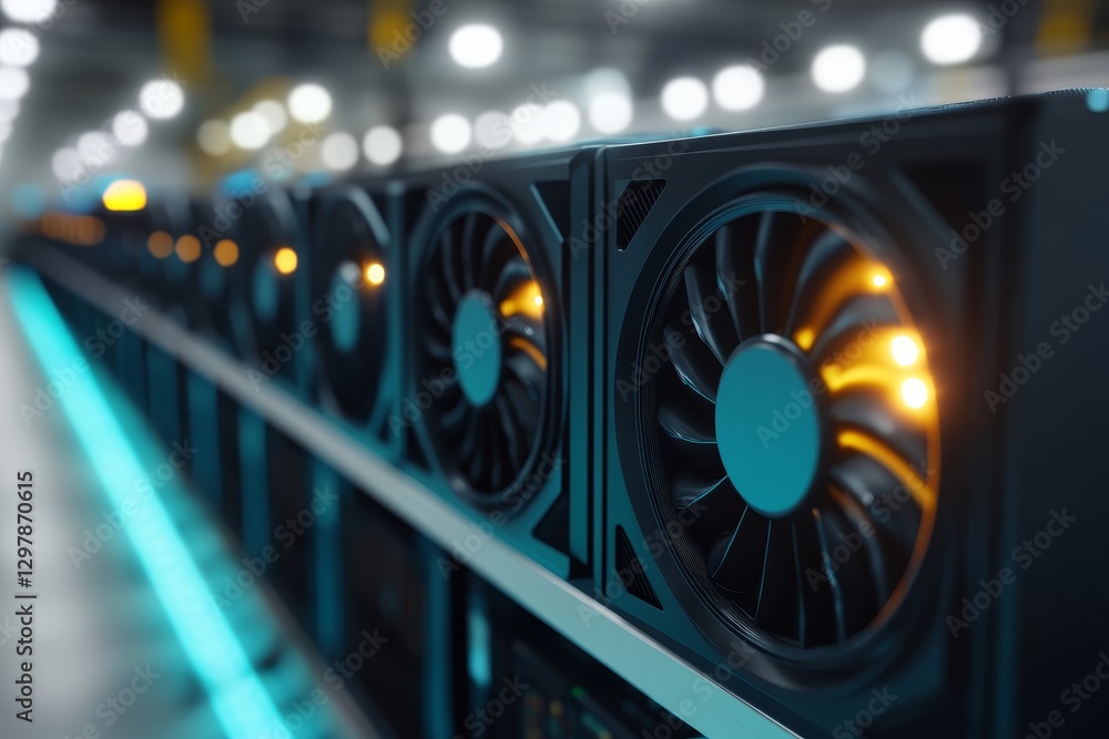 Poster high-tech data center featuring powerful graphics processing units