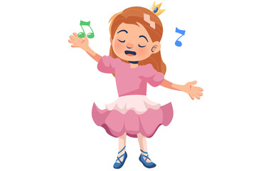 Girl Singing with Music Notes Illustration