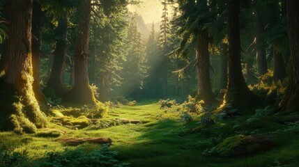 Fototapeta premium sunlit forest path