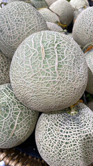 close up japanese melon sweet fruit in supermarket.