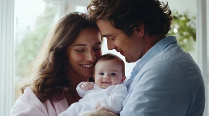 Fototapeta premium happy family portrait with newborn baby