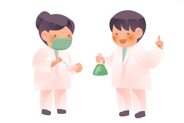 Children Scientist Holding Flask Illustration