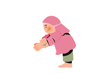Girl Praying Activity Ramadan | Muslim Praying Activity | Illustration of Girl Praying Activity During Ramadan  