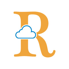 Initial Cloud Logo Combine With Letter R Vector Template