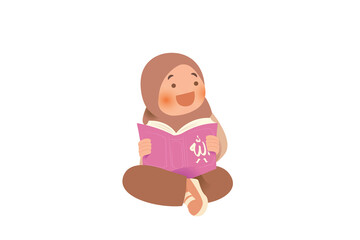 Cute Girl Wearing Hijab Traditional Wear | Ramadan Praying Activity Illustration | Girls Activity on Ramadan 