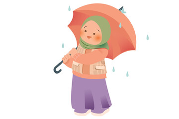 Cute Girl Wearing Hijab Traditional Wear | Ramadan Praying Activity Illustration | Girls Activity on Ramadan 