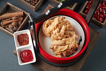Delicious fried salt and pepper pork