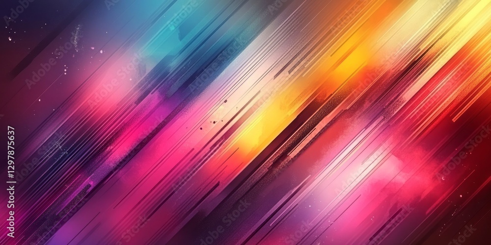 Poster Colorful gradient background with diagonal lines creates an abstract artwork