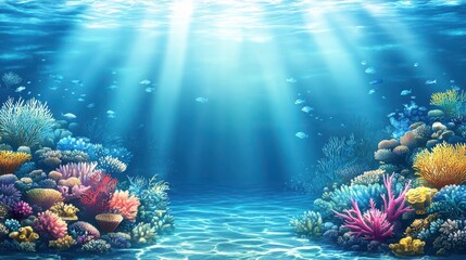 Fototapeta premium Vibrant Coral Reef with Thriving Marine Life