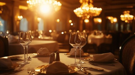elegant restaurant dinner table setting