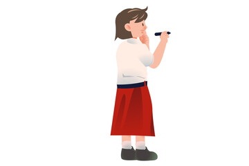 Indonesian Elementary School | Student Presenting Activity on school | character Student | Students Activity on Class | Studying Activity Illustration