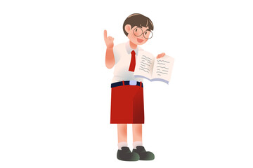 Indonesian Elementary School | Student Presenting Activity on school | character Student | Students Activity on Class | Studying Activity Illustration