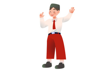 Indonesian Elementary School | Student Presenting Activity on school | character Student | Students Activity on Class | Studying Activity Illustration