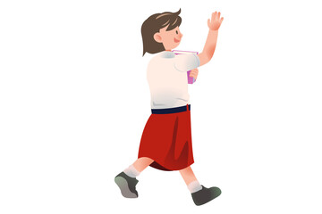 Indonesian Elementary School | Student Presenting Activity on school | character Student | Students Activity on Class | Studying Activity Illustration