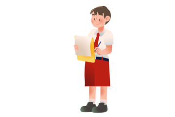 Indonesian Elementary School | Student Presenting Activity on school | character Student | Students Activity on Class | Studying Activity Illustration