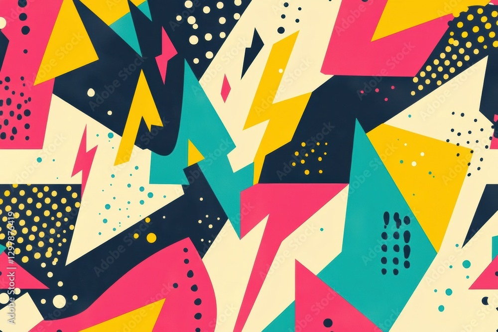 Poster colorful geometric patterns with bold shapes and vibrant hues create a dynamic visual experience in 