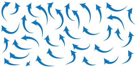 Blue arrows set. Curved arrows. Arrow sign. Flat style icons. set of Blue curve arrow icon vectors. long arrow icon vector illustration.