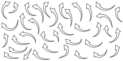 Elegant arrows set for business plan, presentation and education. Sign, Symbol, Hand drawn arrow collection