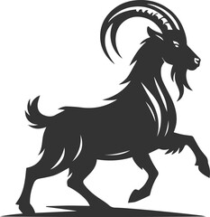 Goat stretching one leg to find footing animal vector silhouette