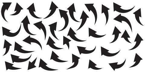 Black arrows icon vector set. Bold arrow symbol curved flat design isolated