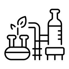 An outline style icon of a chemical plant 